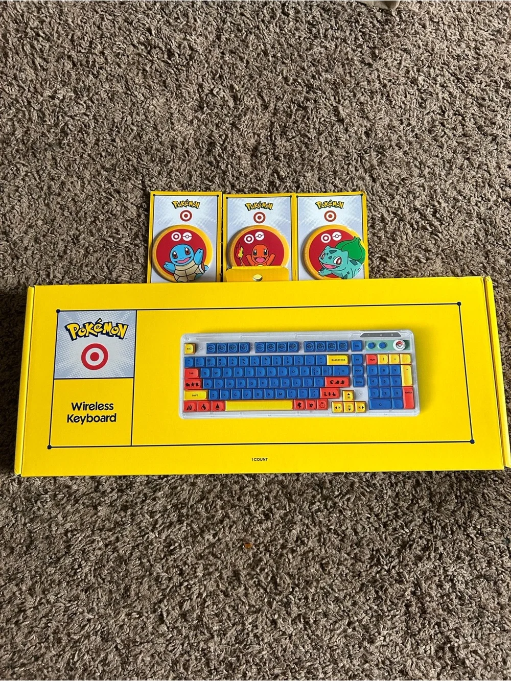 Pokemon Target Wireless Keyboard W/ Limited 3 Pins Charmander Squirtle Bulbasaur